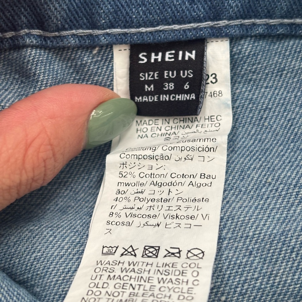 SHEIN Light Wash Denim Wrap Skort with Large Side Bow Detail - Size Medium - Picture 4 of 4